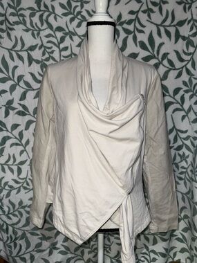 INC International Concepts Cream Open-Front Jacket with Branded Label